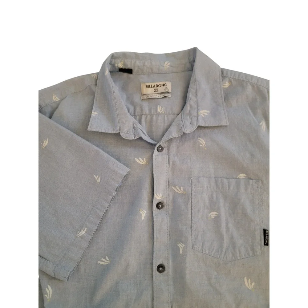 Billabong Mens Short Sleeve Button Up Sailboat Print Tailored‎ Fit Stretch XL